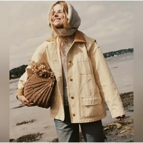 NWT Doen Pasqual oversized barn jacket in cream straw sz XXL